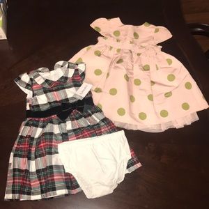2 formal dresses gap & Carters 6-12 & 12 mos